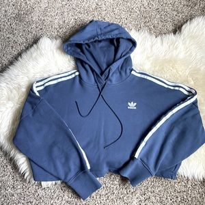 Adidas Blue Crop Hoodie-Womens XSmall